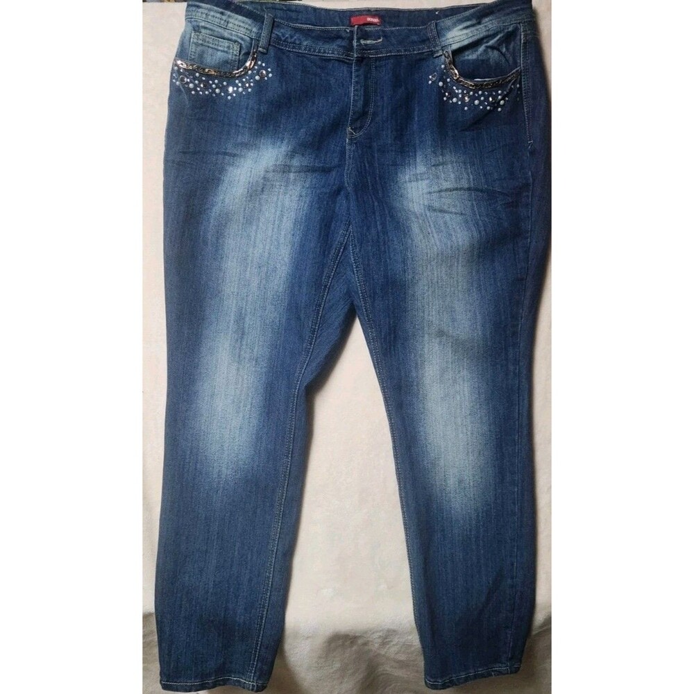 Bongo Womens Size 20W Acid Washed Studded Bootcut City Preppy Party Travel Jeans